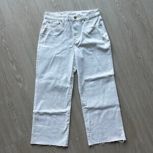 J Crew Curvy Slim Wide Leg Jeans Womens Petite 27 White Raw Hem